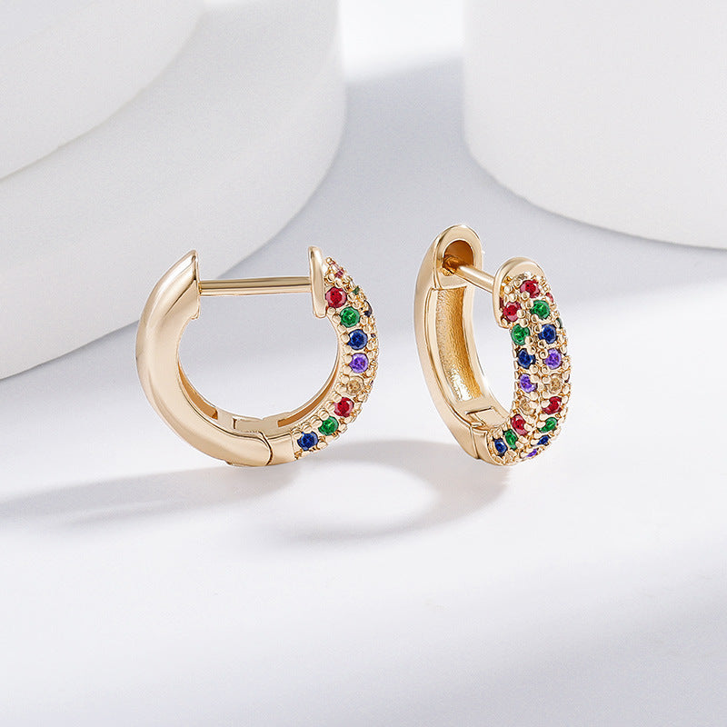 Color Zircon Micro Inlay Earrings