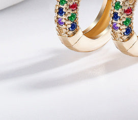 Color Zircon Micro Inlay Earrings