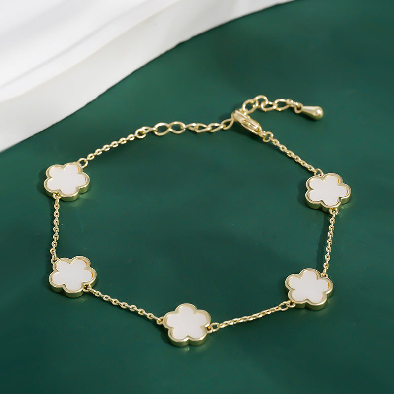 Real Gold Plated Five Petal Flower Bracelet