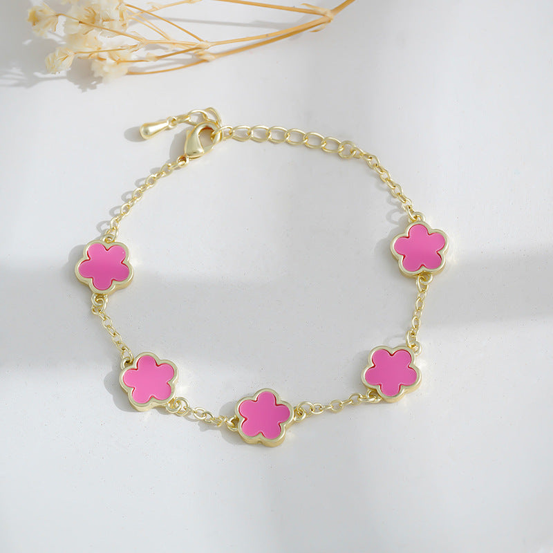 Real Gold Plated Five Petal Flower Bracelet