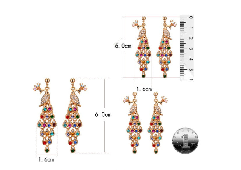 Creative Crystal Peacock Jewelry Set