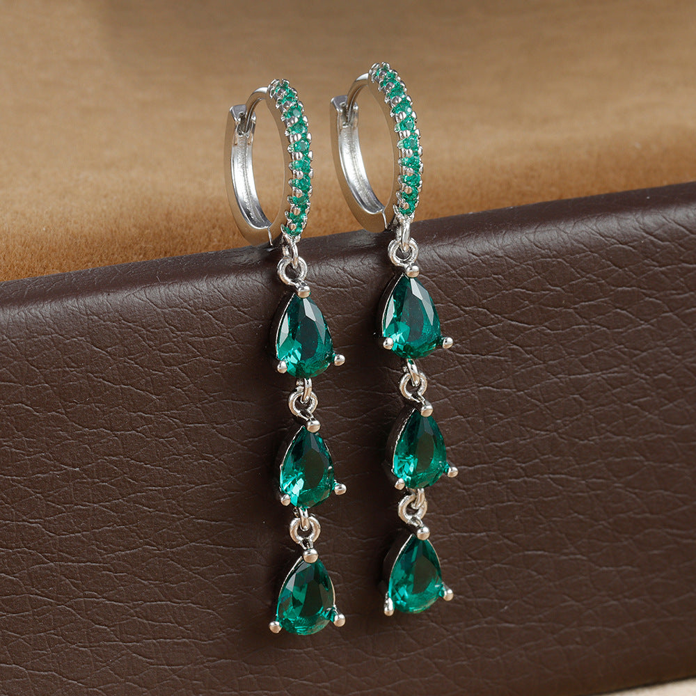 Zircon Water Drops Ring Shaped Earrings For Women