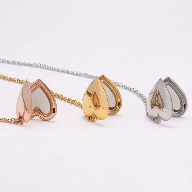 Blank Thermal Transfer Supplies Peach Heart Round Love Necklace