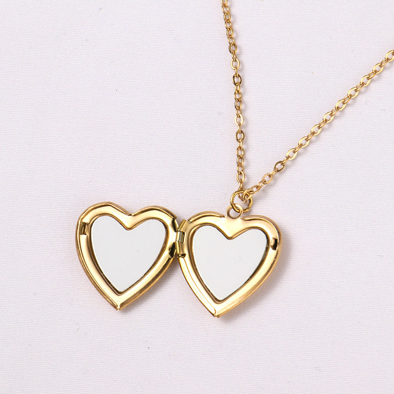 Blank Thermal Transfer Supplies Peach Heart Round Love Necklace