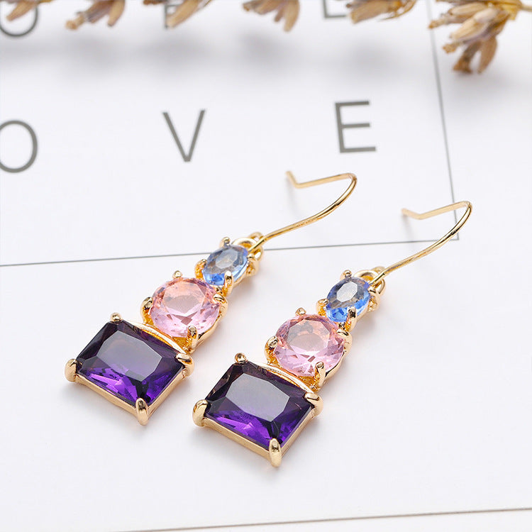 Blue Mixed Color Amethyst Topaz Earrings