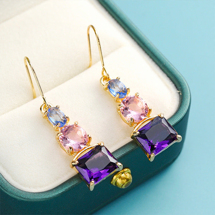 Blue Mixed Color Amethyst Topaz Earrings