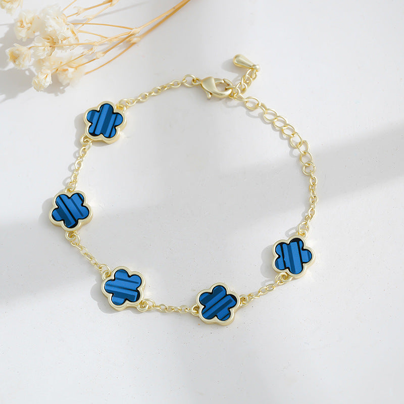 Real Gold Plated Five Petal Flower Bracelet