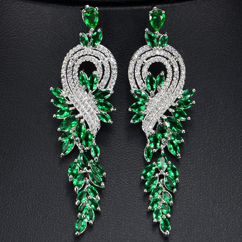 18K gold plated long tassel diamond earrings