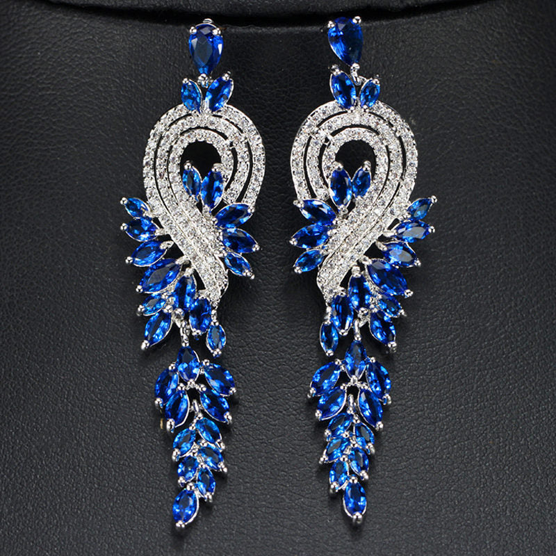18K gold plated long tassel diamond earrings