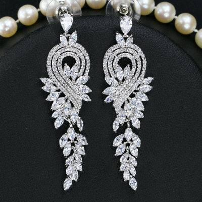 18K gold plated long tassel diamond earrings