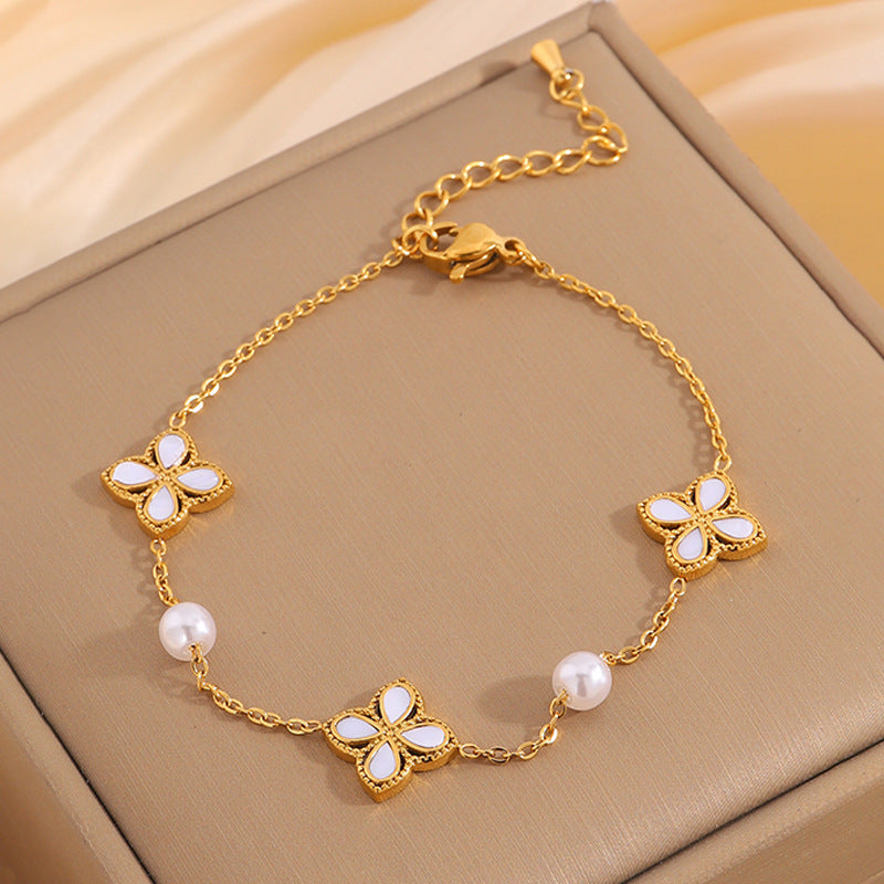Zircon Women's High-grade Clover Light Luxury Bracelet
