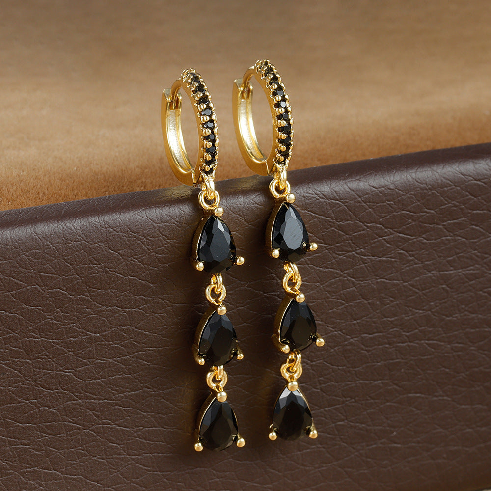 Zircon Water Drops Ring Shaped Earrings For Women