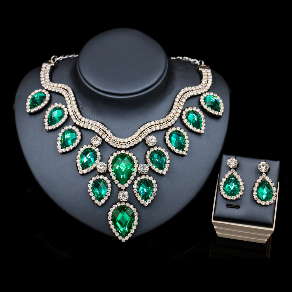 Colorful Exaggerated Bride Necklace Set