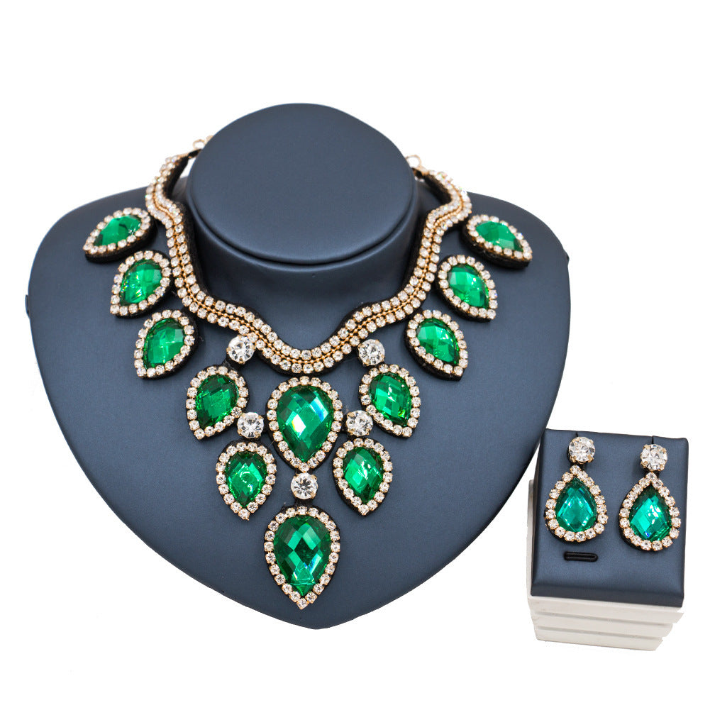 Colorful Exaggerated Bride Necklace Set