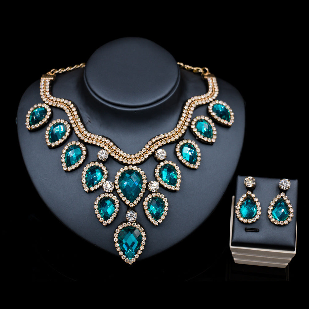 Colorful Exaggerated Bride Necklace Set