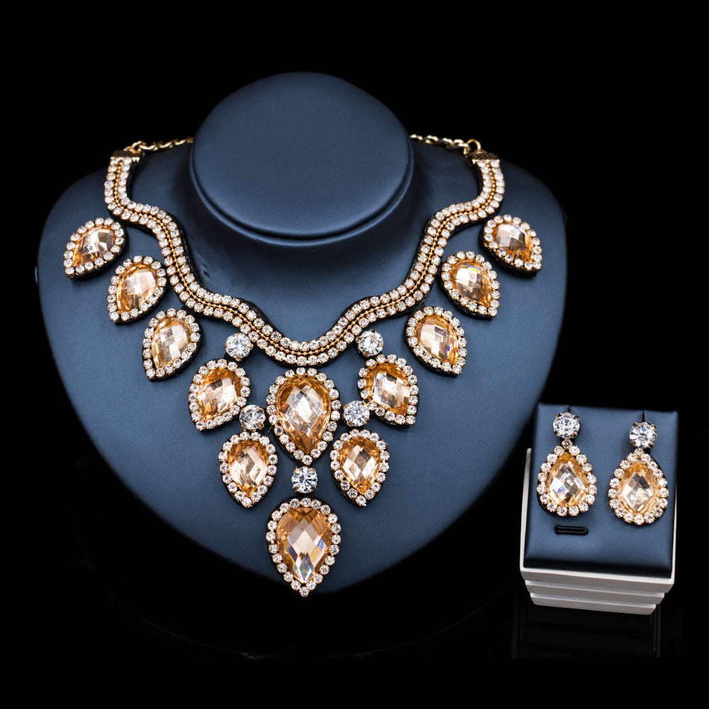 Colorful Exaggerated Bride Necklace Set