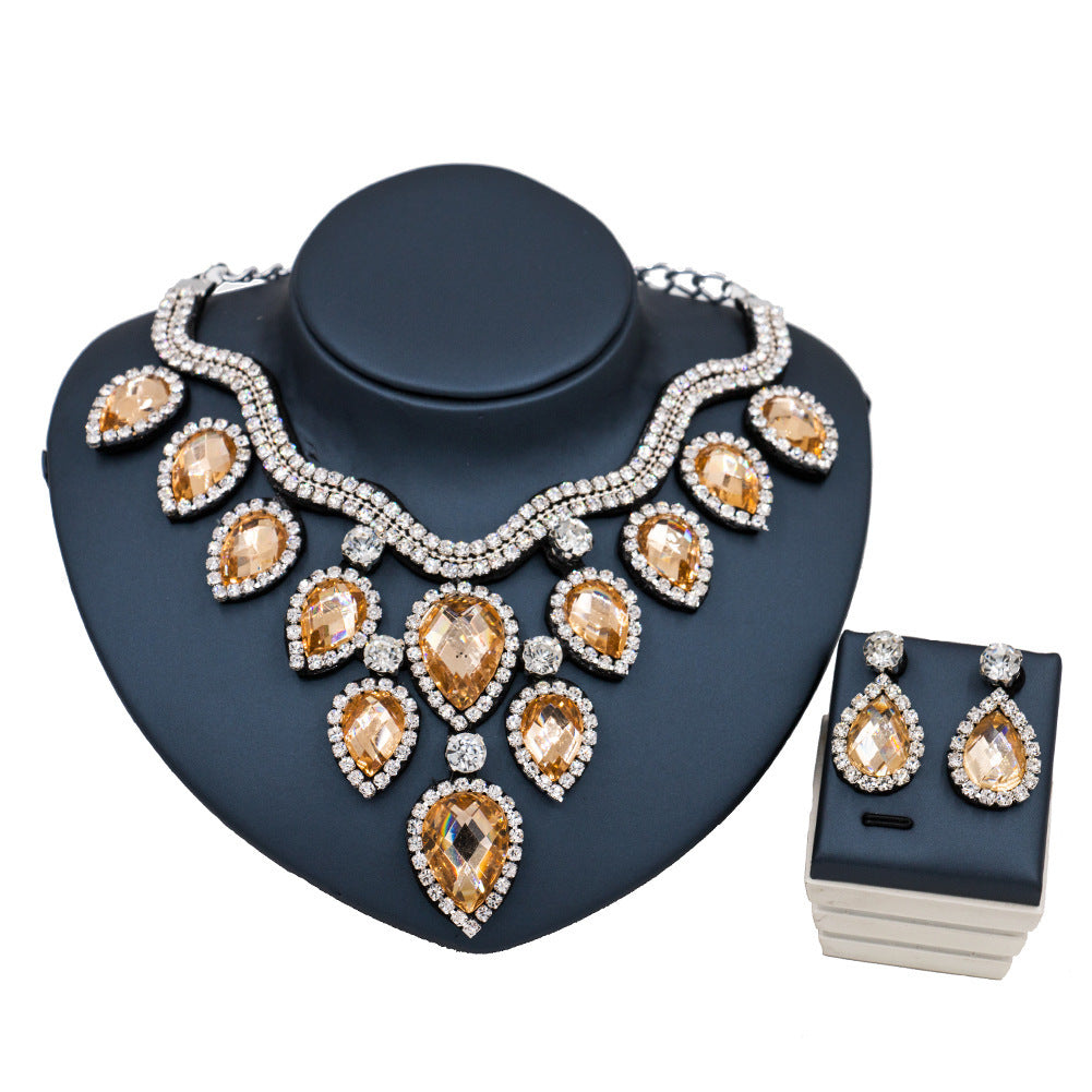 Colorful Exaggerated Bride Necklace Set