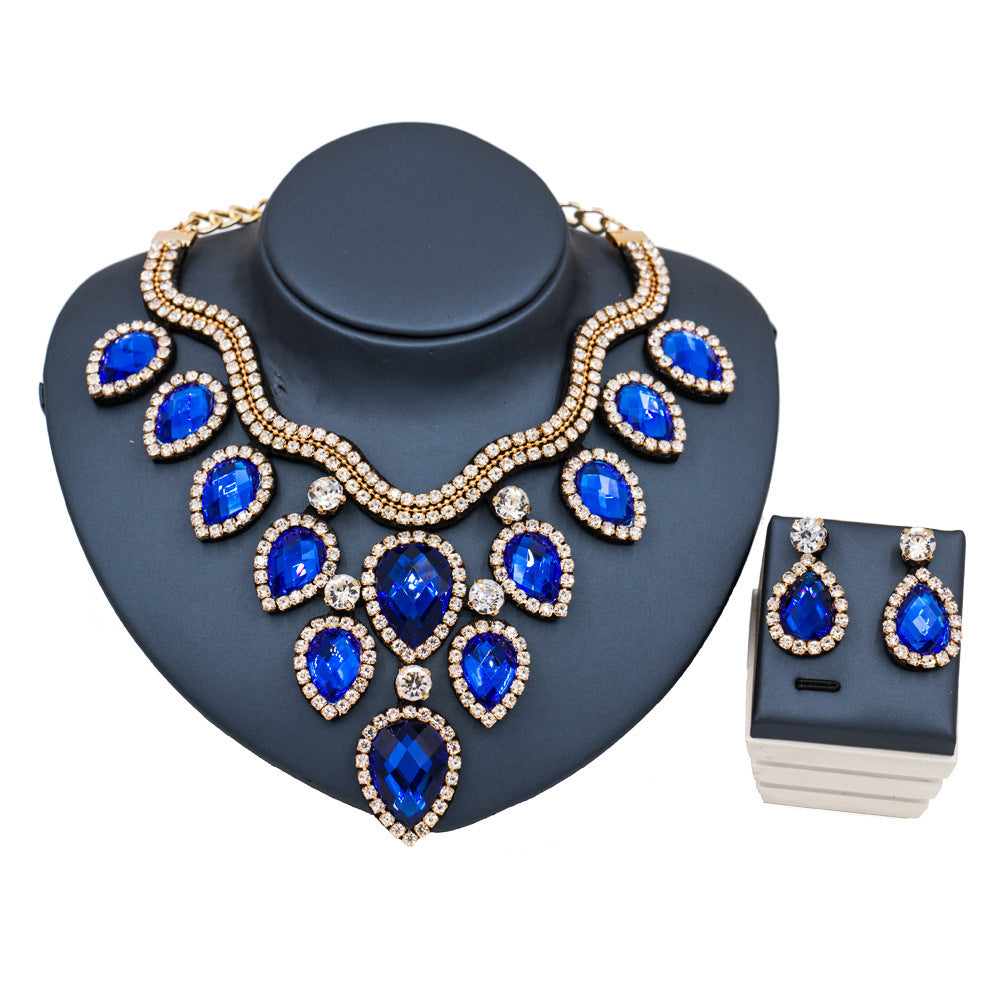 Colorful Exaggerated Bride Necklace Set