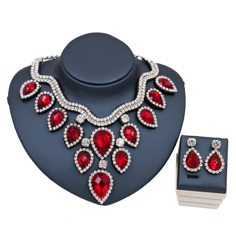Colorful Exaggerated Bride Necklace Set