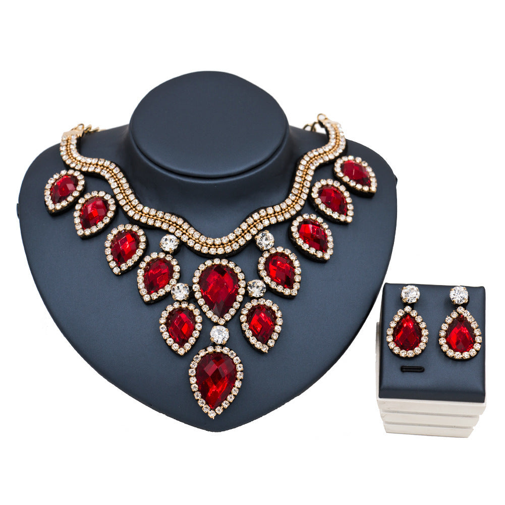 Colorful Exaggerated Bride Necklace Set