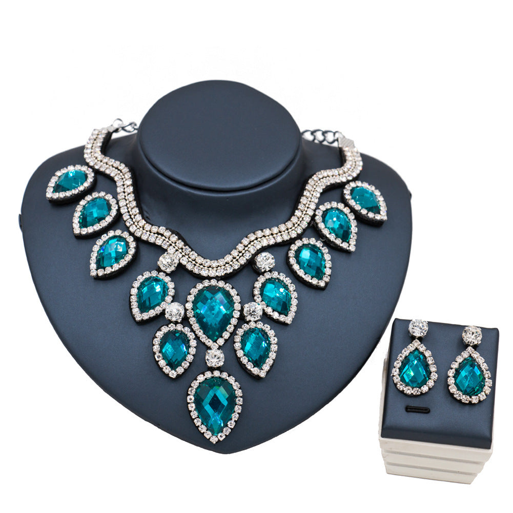 Colorful Exaggerated Bride Necklace Set