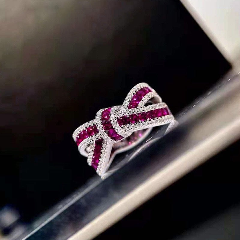 Bow Ribbon Ring Irregular Strip Cross