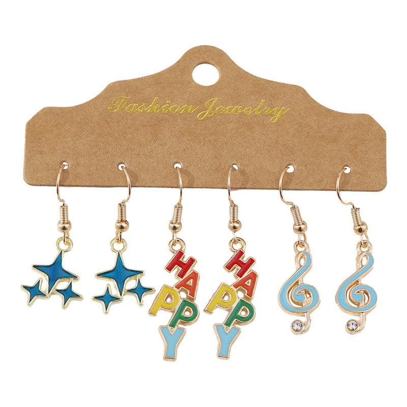 Cute Pattern Earrings Set Small And Personalized