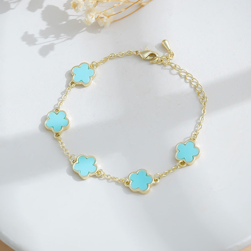 Real Gold Plated Five Petal Flower Bracelet