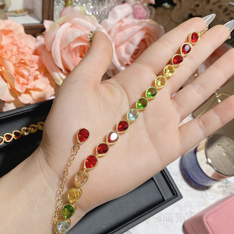 Colored Gems Tourmaline 18K Gold Plated Bracelet