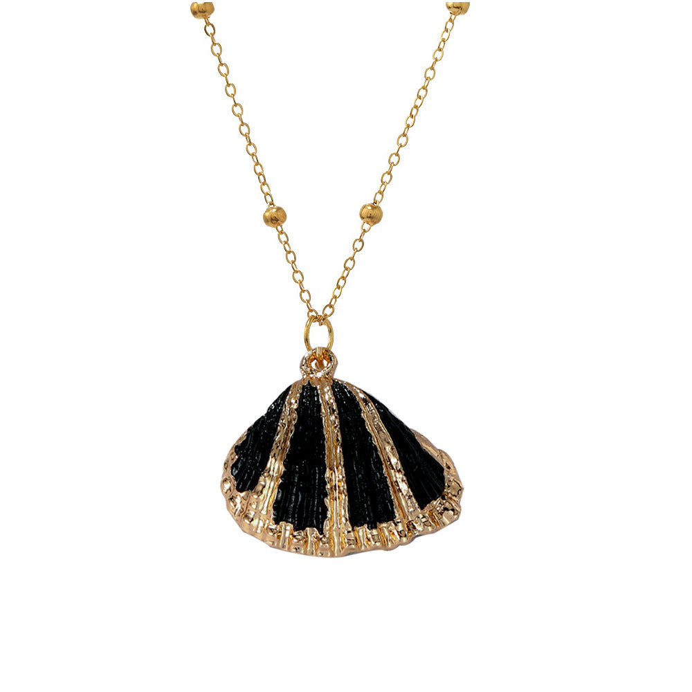 Conch Scallop Alloy Long Natural Pendant Necklace