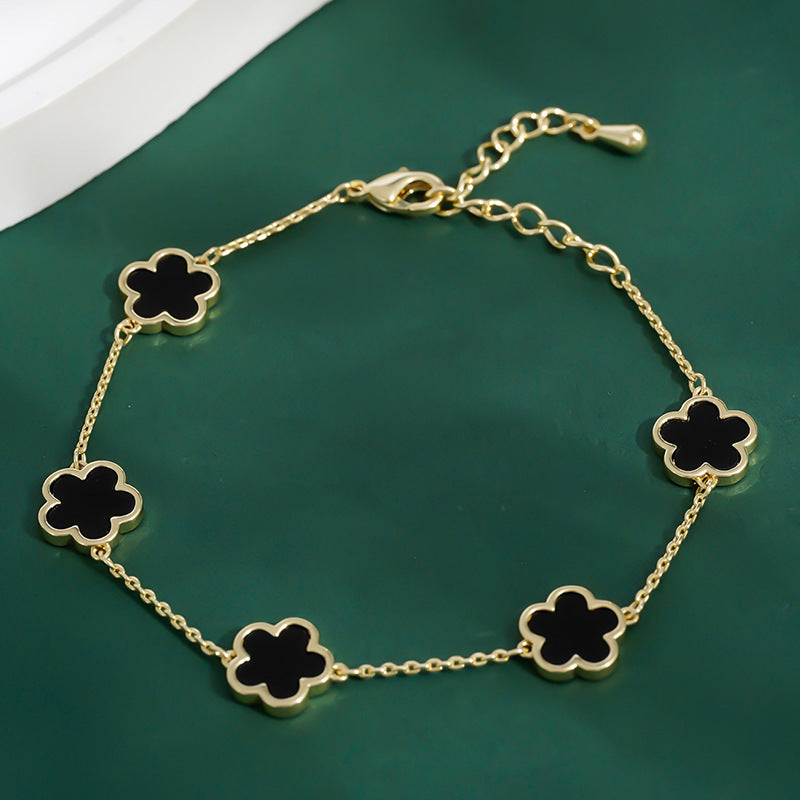 Real Gold Plated Five Petal Flower Bracelet