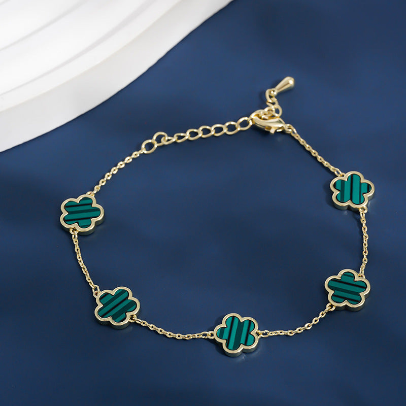 Real Gold Plated Five Petal Flower Bracelet