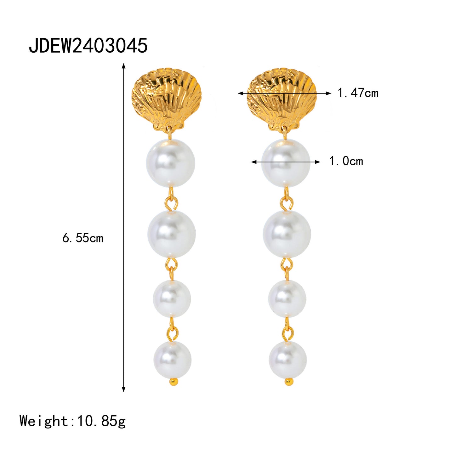 18K Gold Stainless Steel Shell Pearl Tassel Earrings