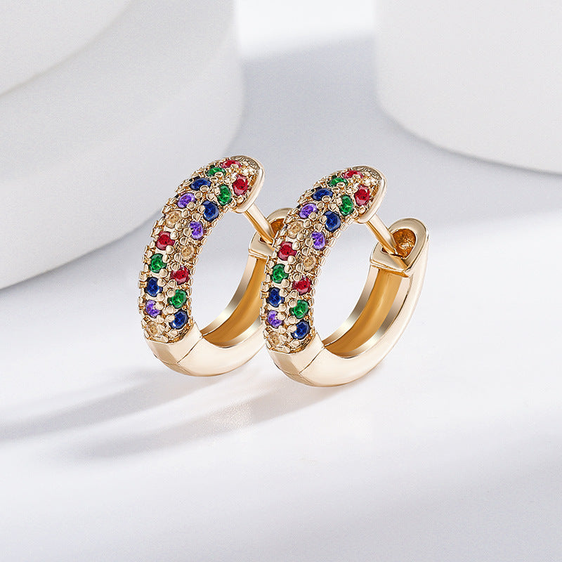 Color Zircon Micro Inlay Earrings
