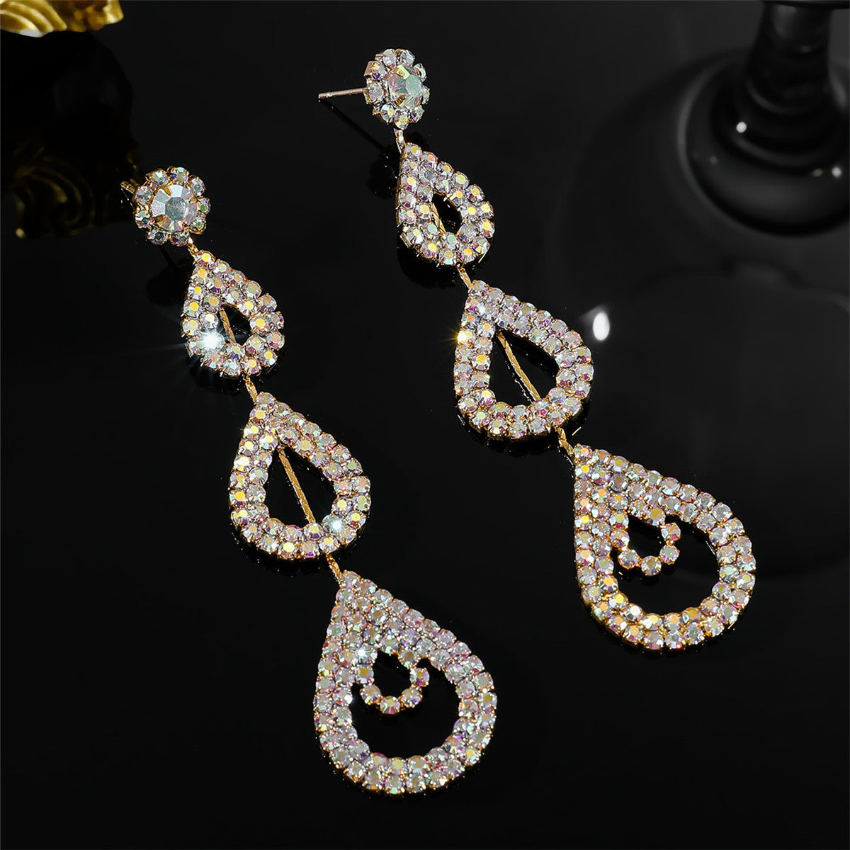 Fashion Rhinestone Long Earrings