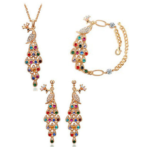 Creative Crystal Peacock Jewelry Set