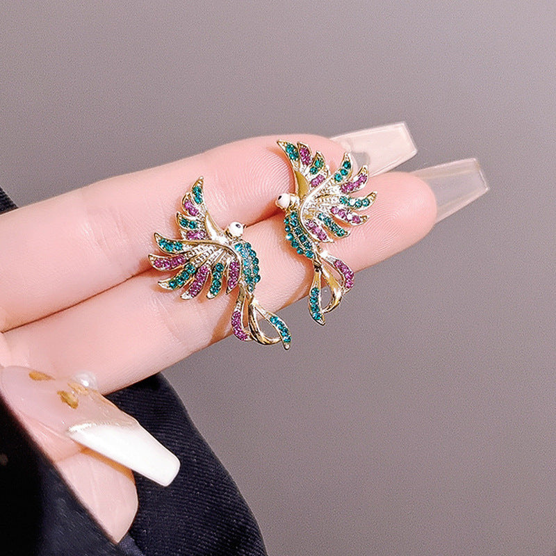 Colorful Auspicious Bird Earrings