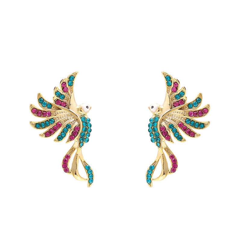 Colorful Auspicious Bird Earrings