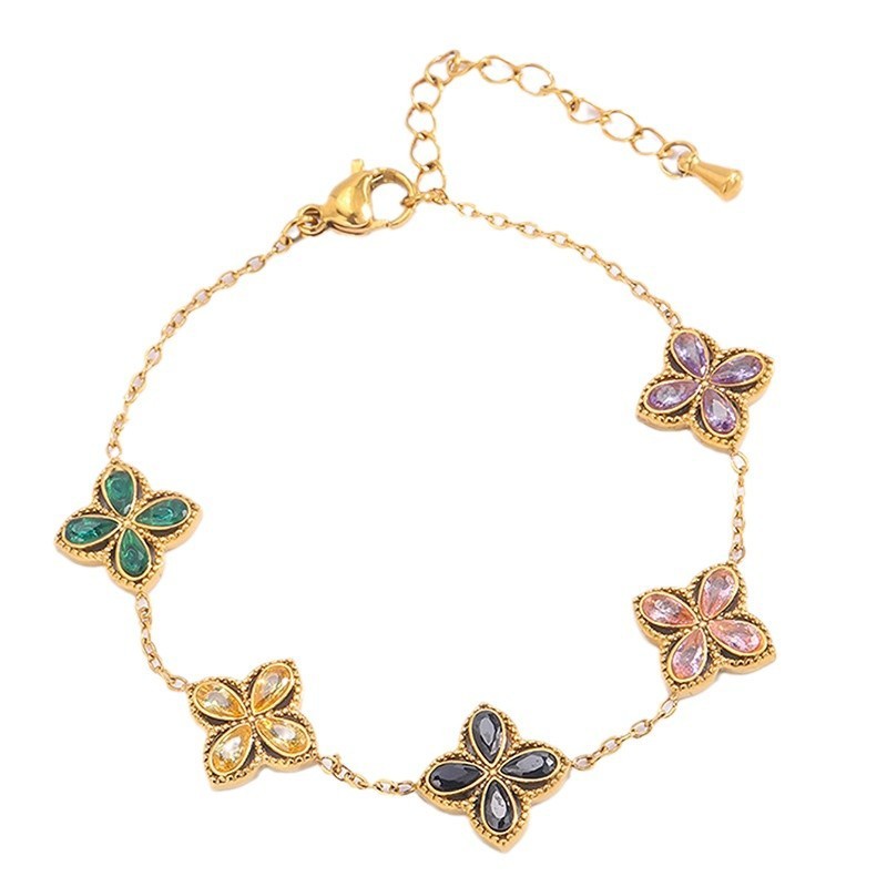 Zircon Women's High-grade Clover Light Luxury Bracelet