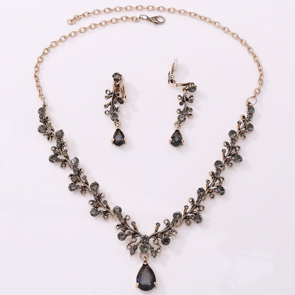 Bridal Rhinestone Zircon Necklace Set