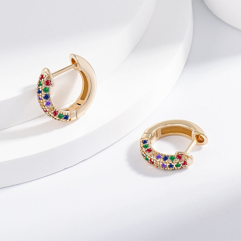 Color Zircon Micro Inlay Earrings