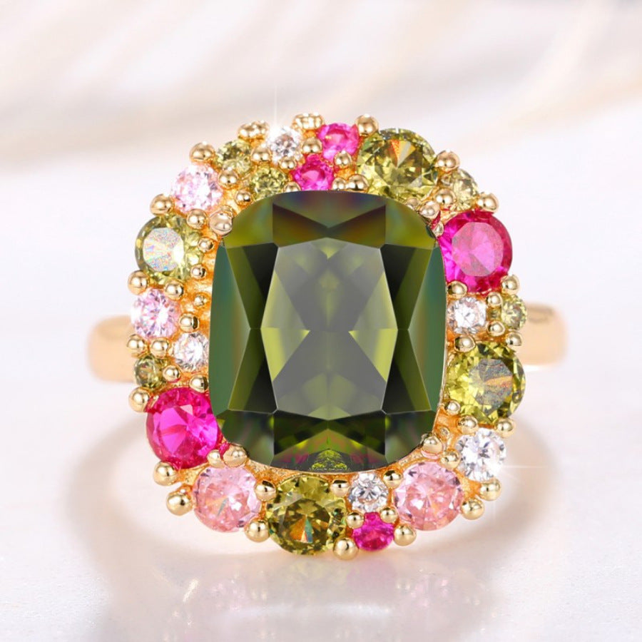 Ladies Vintage Alloy Inlaid Zircon Ring