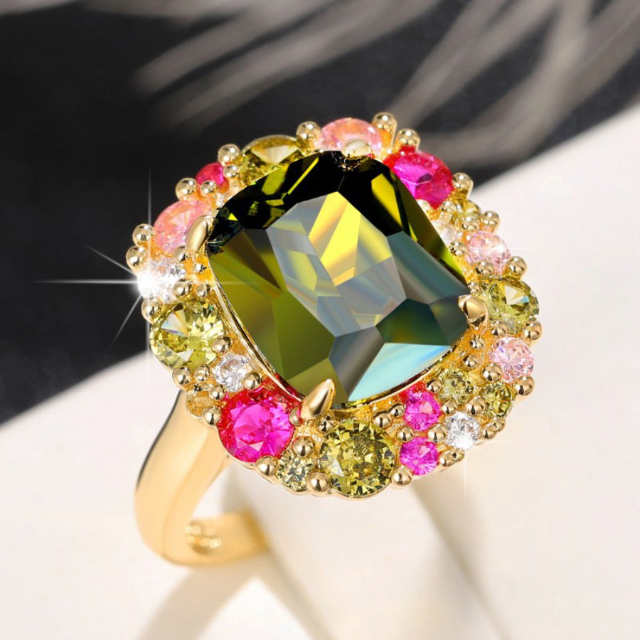 Ladies Vintage Alloy Inlaid Zircon Ring