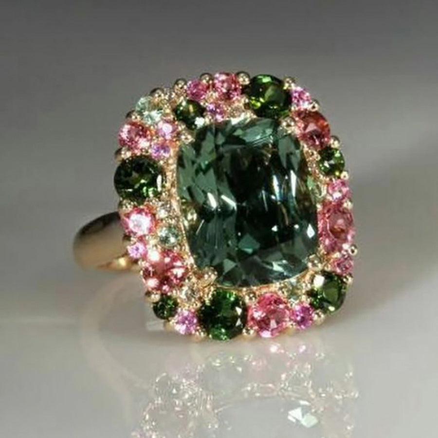 Ladies Vintage Alloy Inlaid Zircon Ring