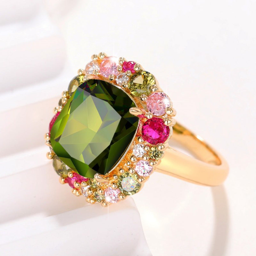 Ladies Vintage Alloy Inlaid Zircon Ring