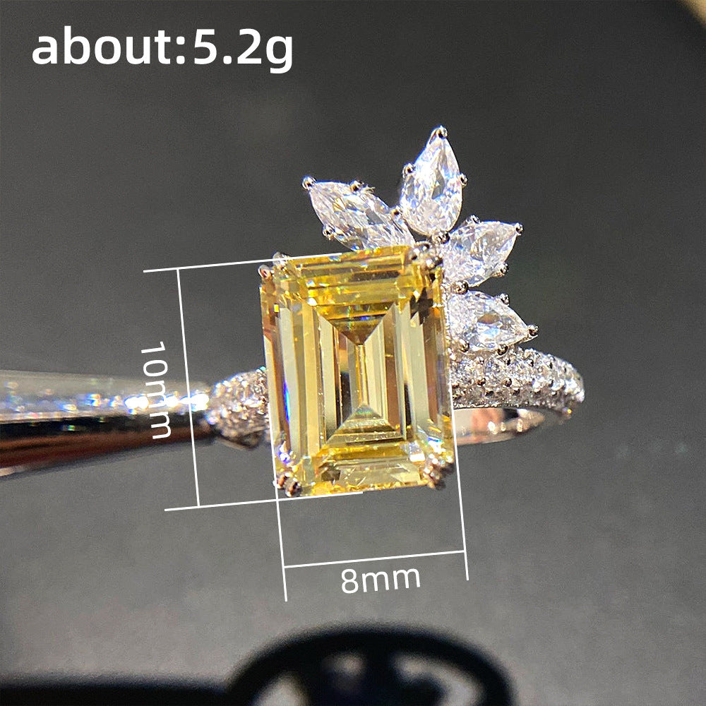 Elegant Princess Square Diamond Zircon Ring