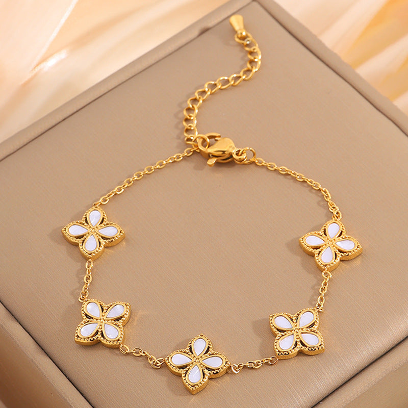 Zircon Women's High-grade Clover Light Luxury Bracelet