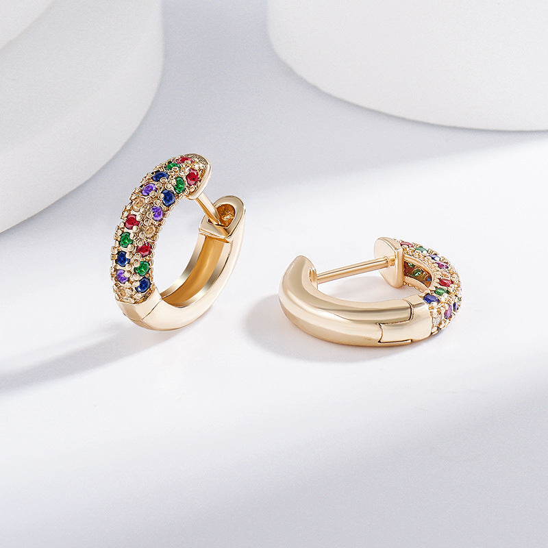 Color Zircon Micro Inlay Earrings