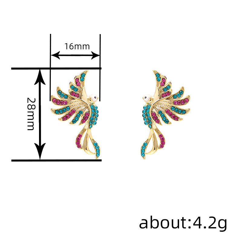 Colorful Auspicious Bird Earrings