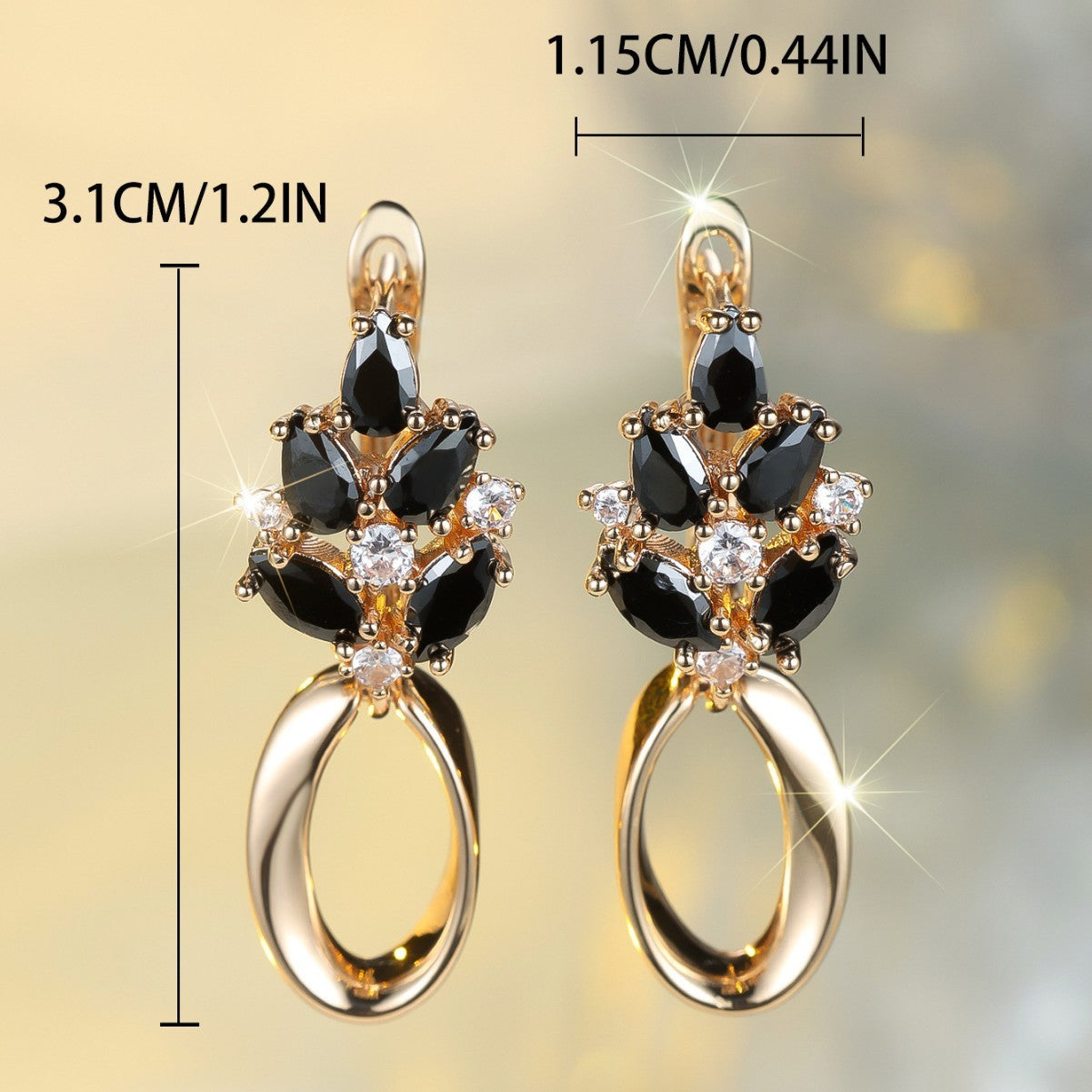 Champagne Gold Horse Eye Black Circle Earrings